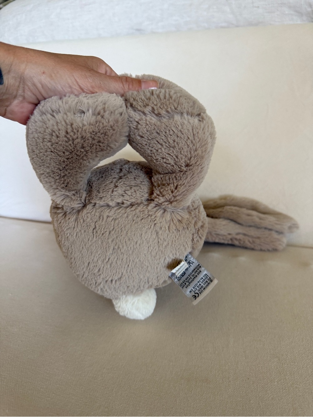 Jellycat Bashful Beige Bunny Plush large embroidered ear - Picture 5 of 12